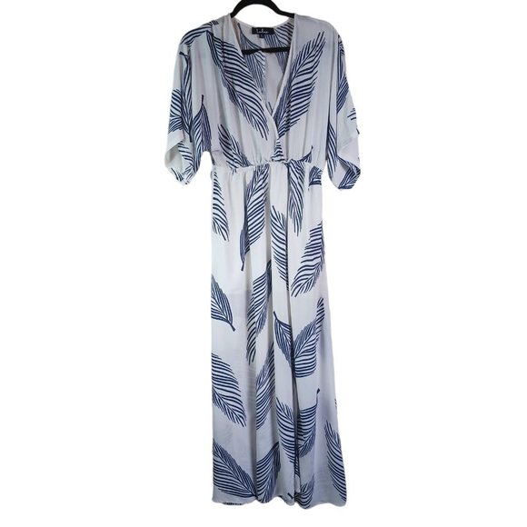 Lulus Dresses & Skirts - Lulus Womens Size Small Maxi Dress White Blue Sign Of The Times Flowy Beachy